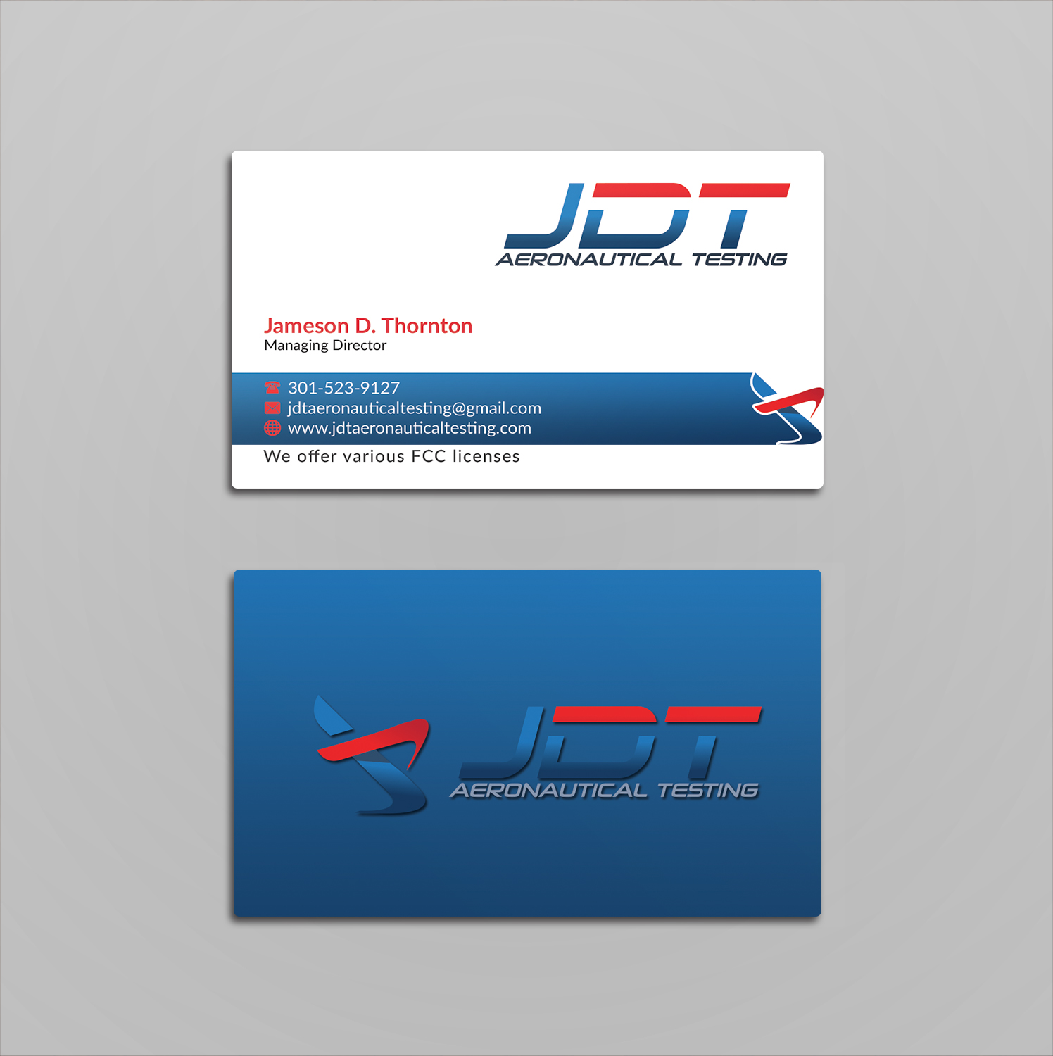 Business Card Design by HMK for JDT Aeronautical Testing | Design #11911582
