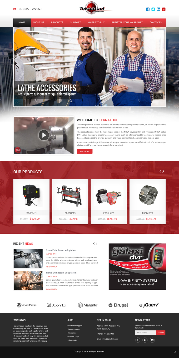 Wordpress Design by pb for Teknatool USA Inc  | Design #11963695