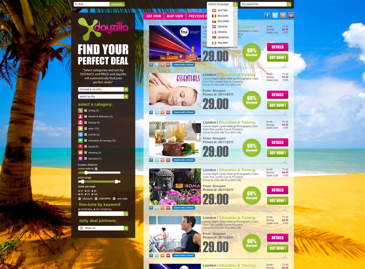 DayZilla Fresh and Trendy Daily Deals Aggregator crowdsourced web design