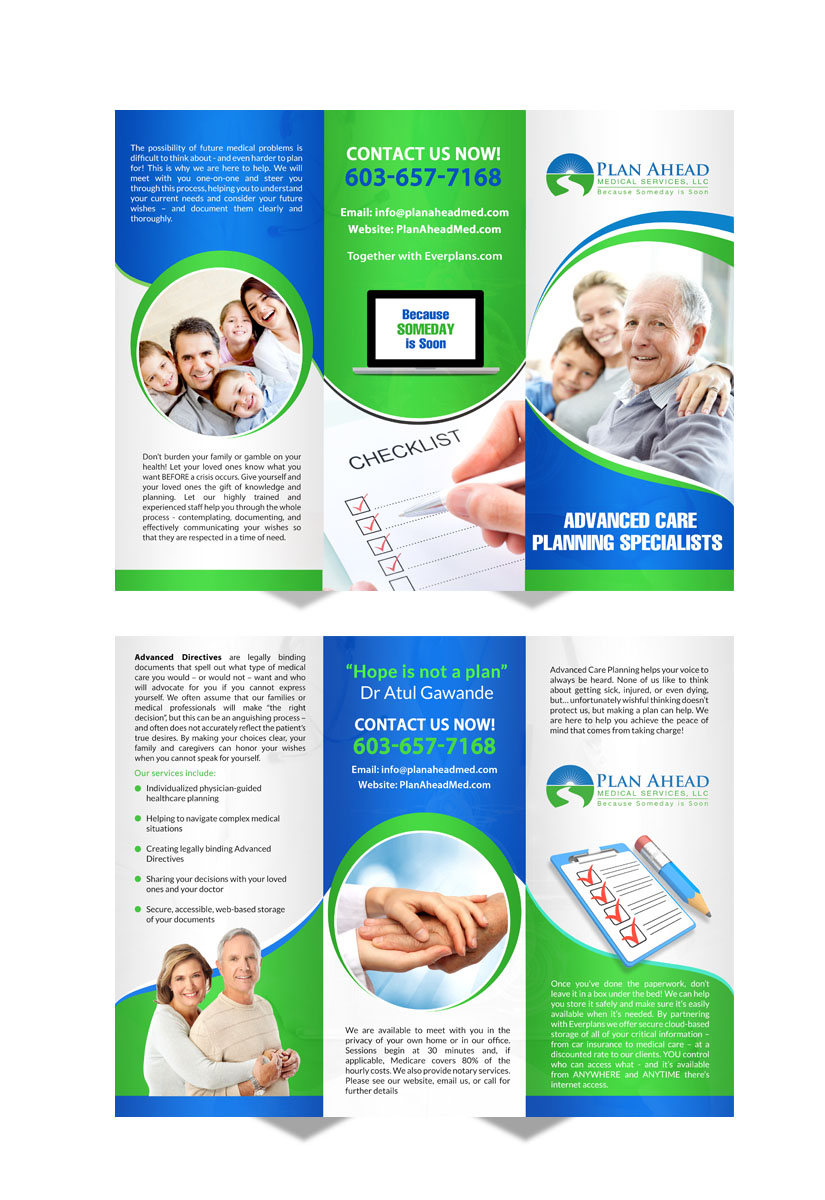 Brochure Design by debdesign for Plan Ahead Medical Services | Design #12771372