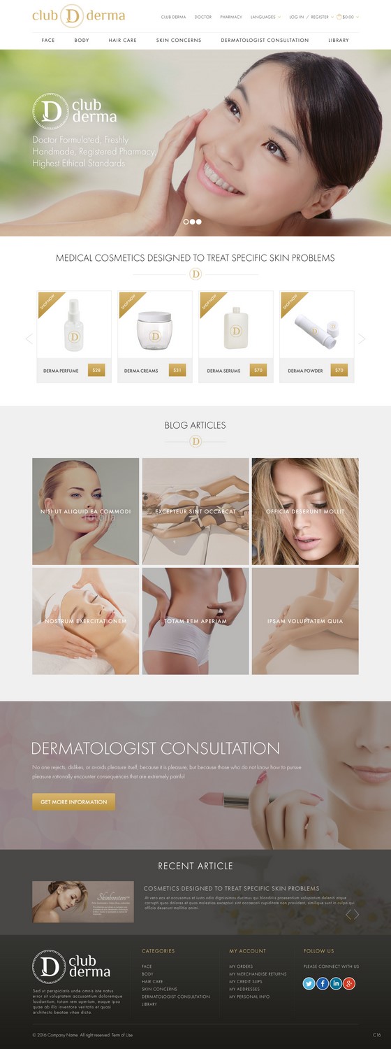 Web Design by pb for Club Derma | Design #11932579