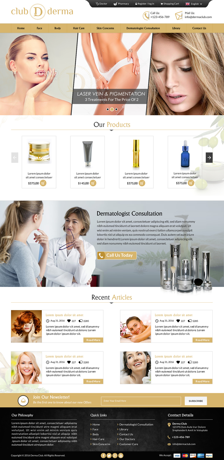 Web Design by Sbss for Club Derma | Design #11940486