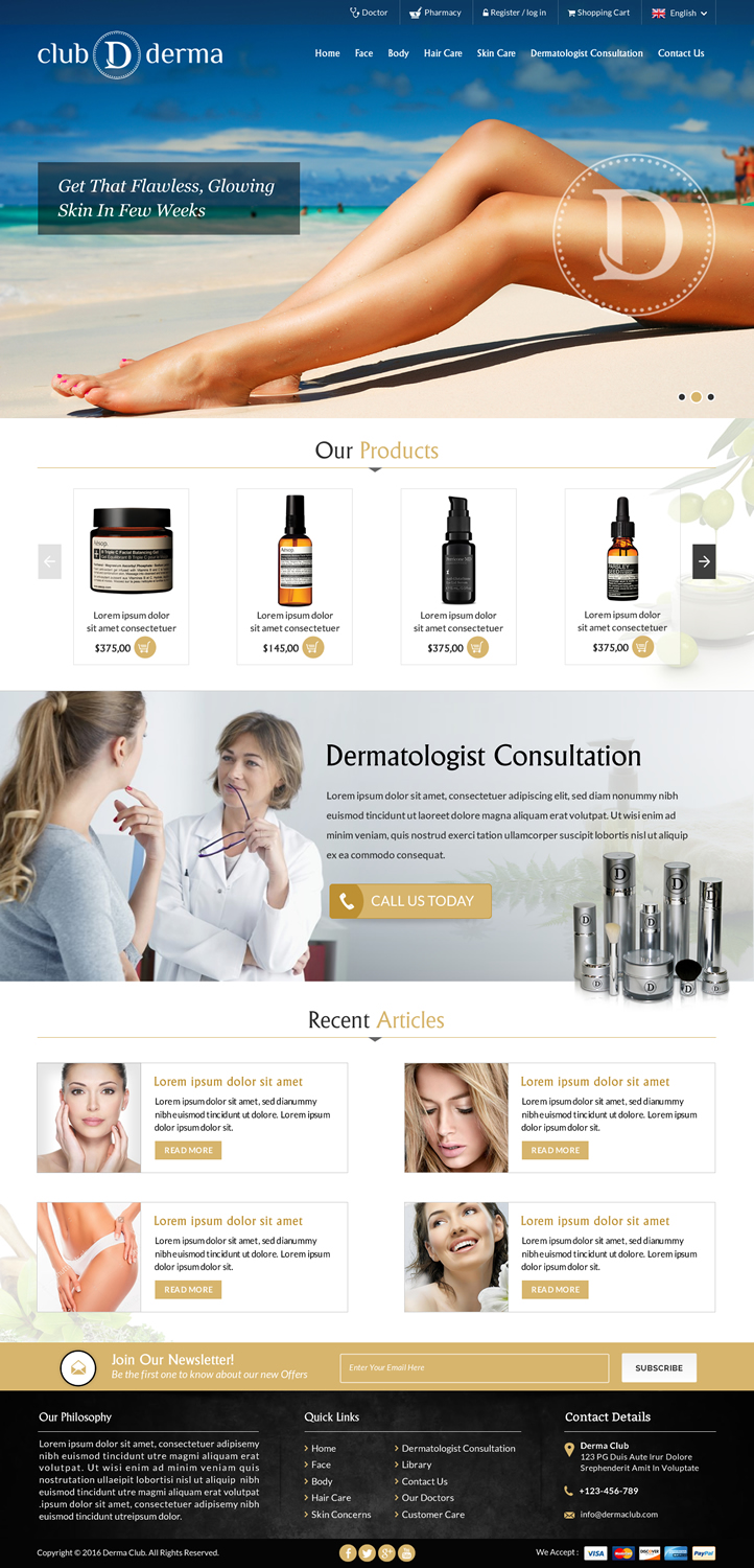 Web Design by Sbss for Club Derma | Design #11951344