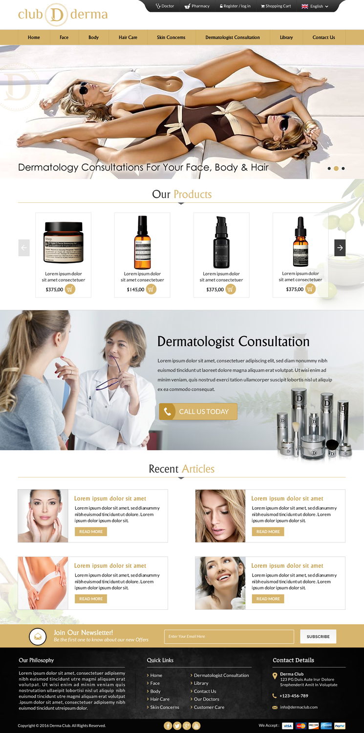 Web Design by Sbss for Club Derma | Design #11951345