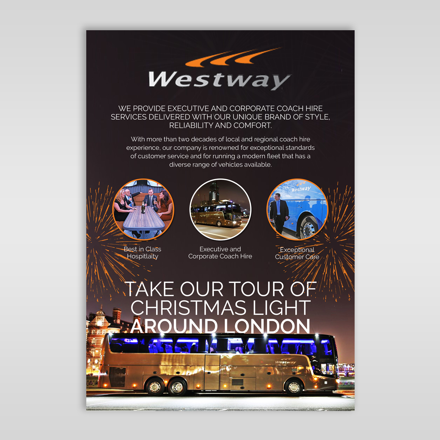professional bold party planning flyer design for westway coach