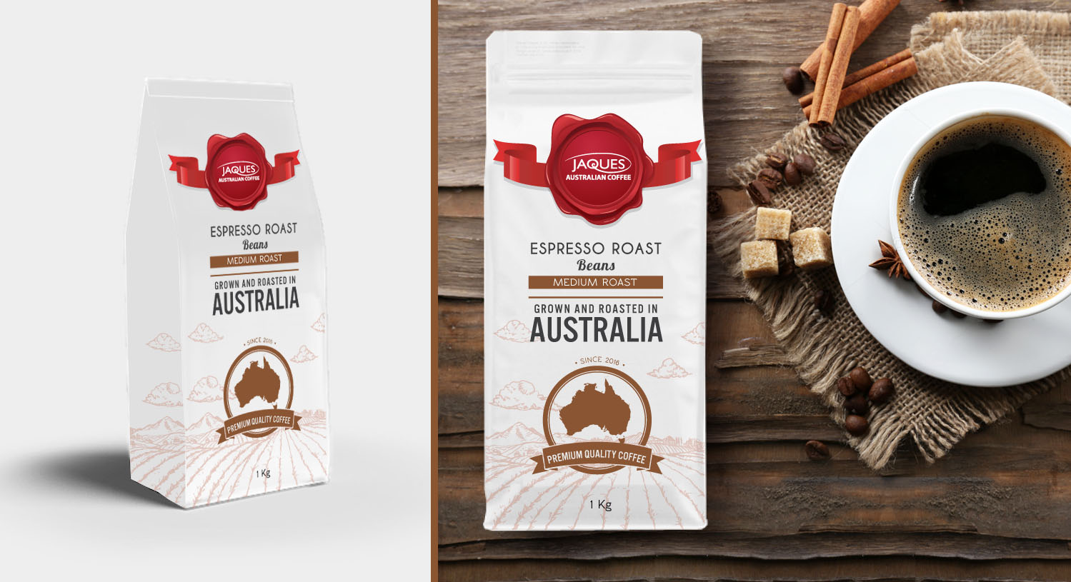 Diseño de Empaque por wow factory para Jaques Australian Coffee | Diseño #12052086
