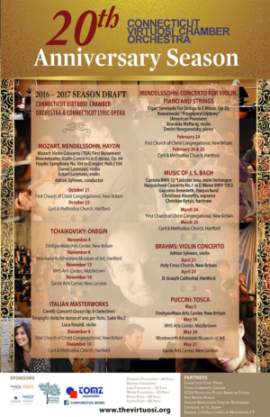 Design de Poster par Venus L. Penaflor pour Connecticut Virtuosi Chamber Orchestra, Inc.  | Design #12031877