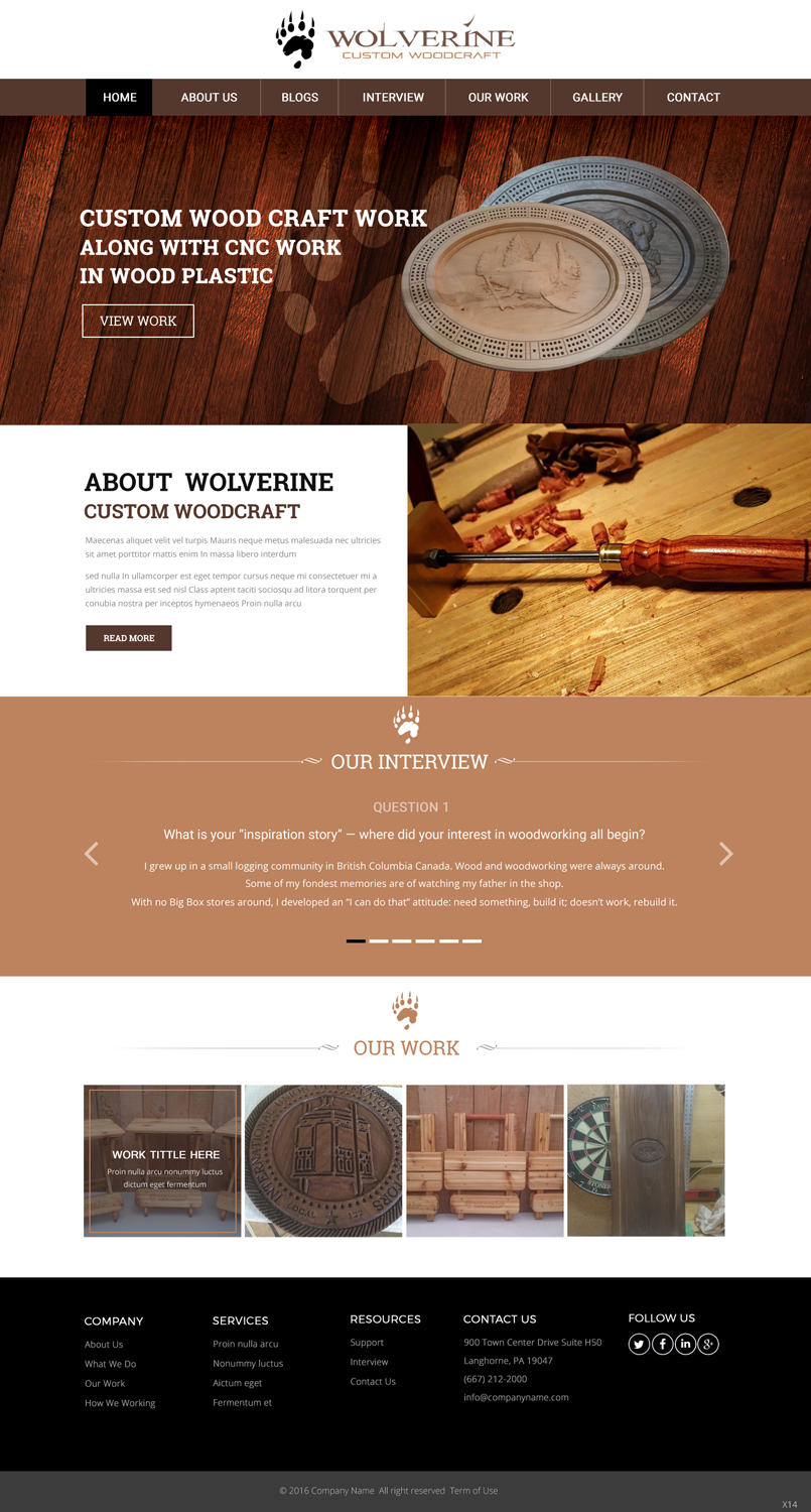 Web Design by pb for Wolverine Custom Woodcraft | Design #11981449