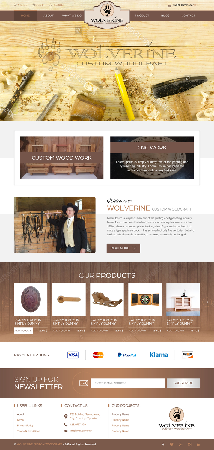 Web Design par rightway pour Wolverine Custom Woodcraft | Design #11979915