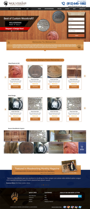 Web Design by Advanced Designs for Wolverine Custom Woodcraft | Design: #12056414