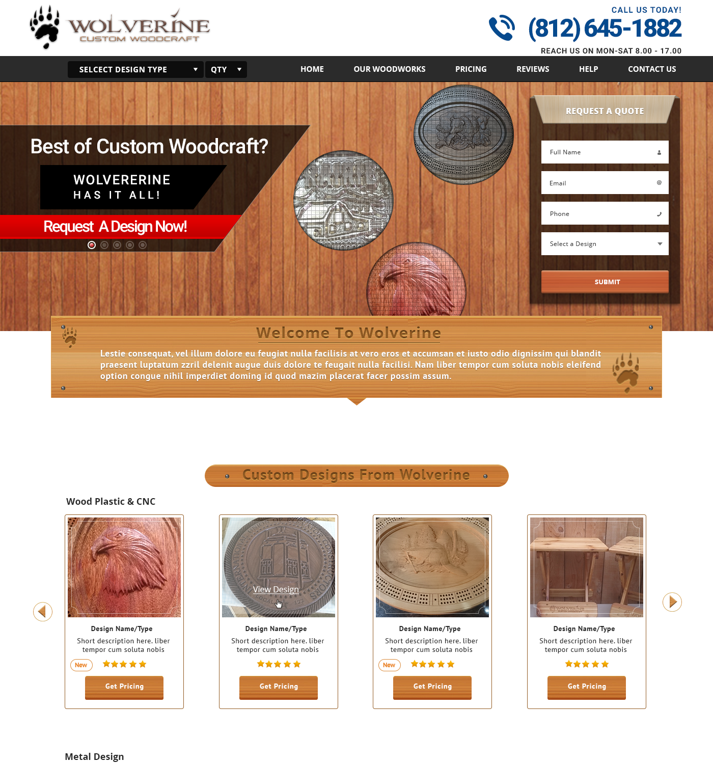 Web Design by Advanced Designs for Wolverine Custom Woodcraft | Design #12056462