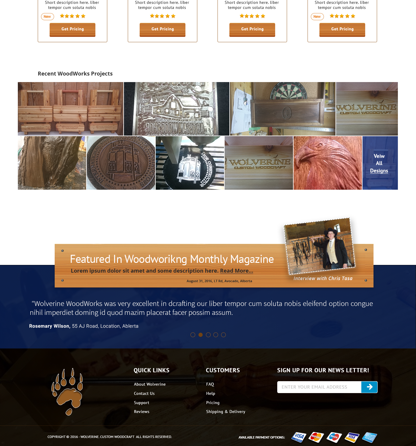 Web Design par Advanced Designs pour Wolverine Custom Woodcraft | Design #12056469