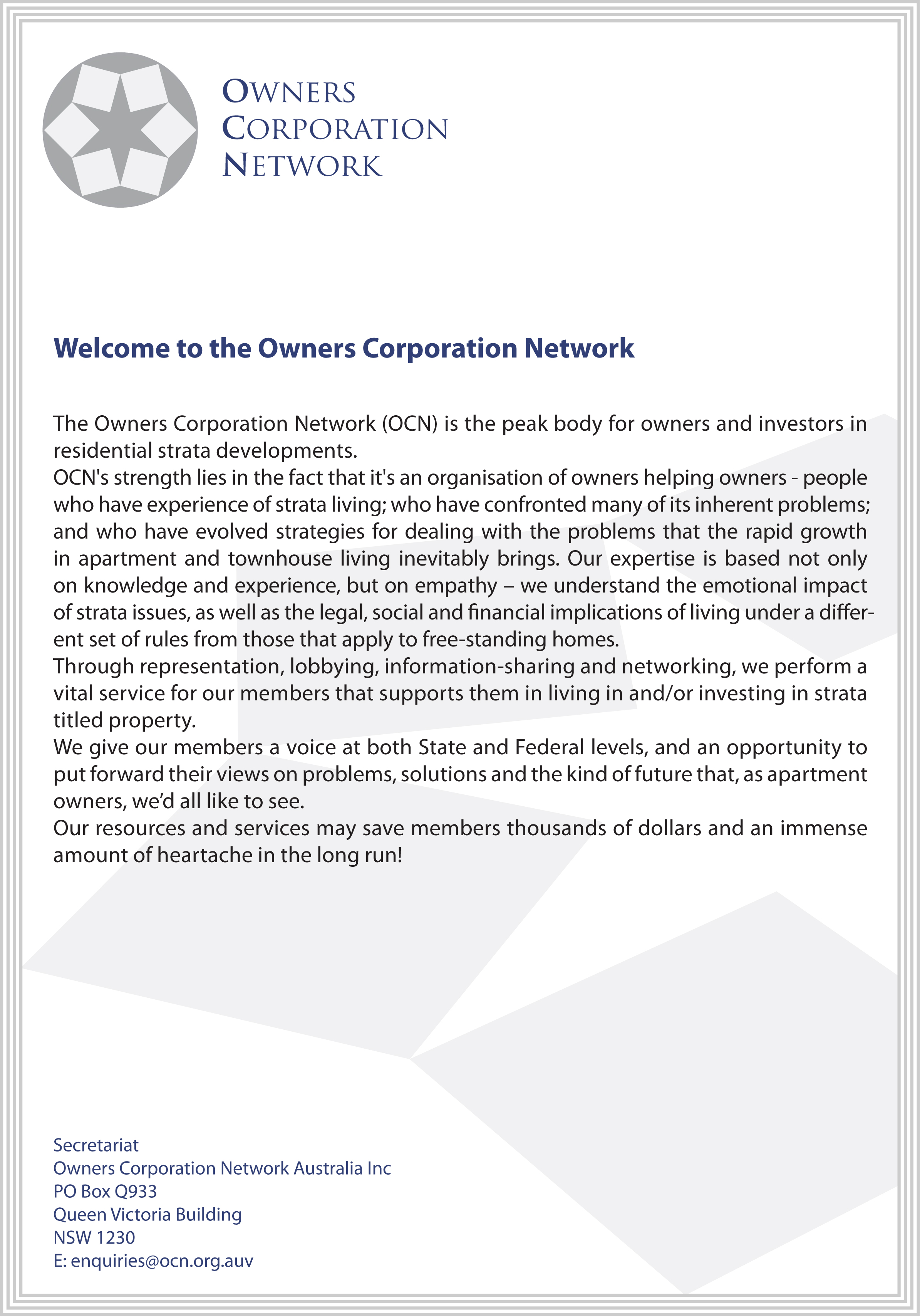Stationery Design by Milos Grujic for Owners Corporation Network of Australia Inc | Design #27508