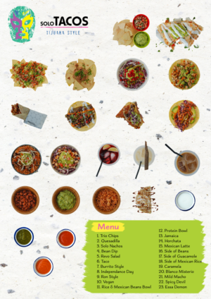 Menu Design by UrbainFX for Solo Tacos Tijuana Style | Design: #12120153