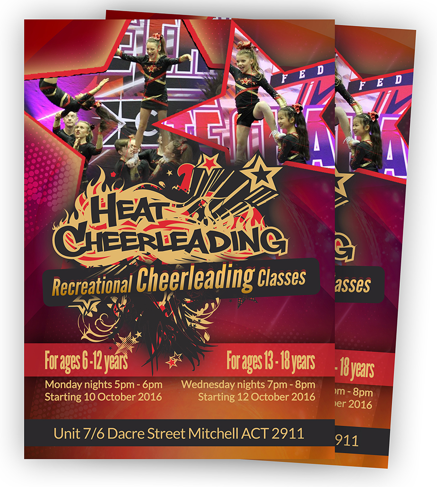 Design de Flyer par creationz2011 pour Heat Cheerleading | Design #12036328