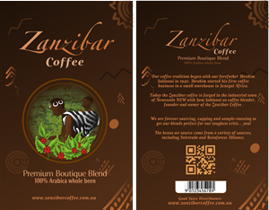 Zanzibar Coffee label  X 2 front and back