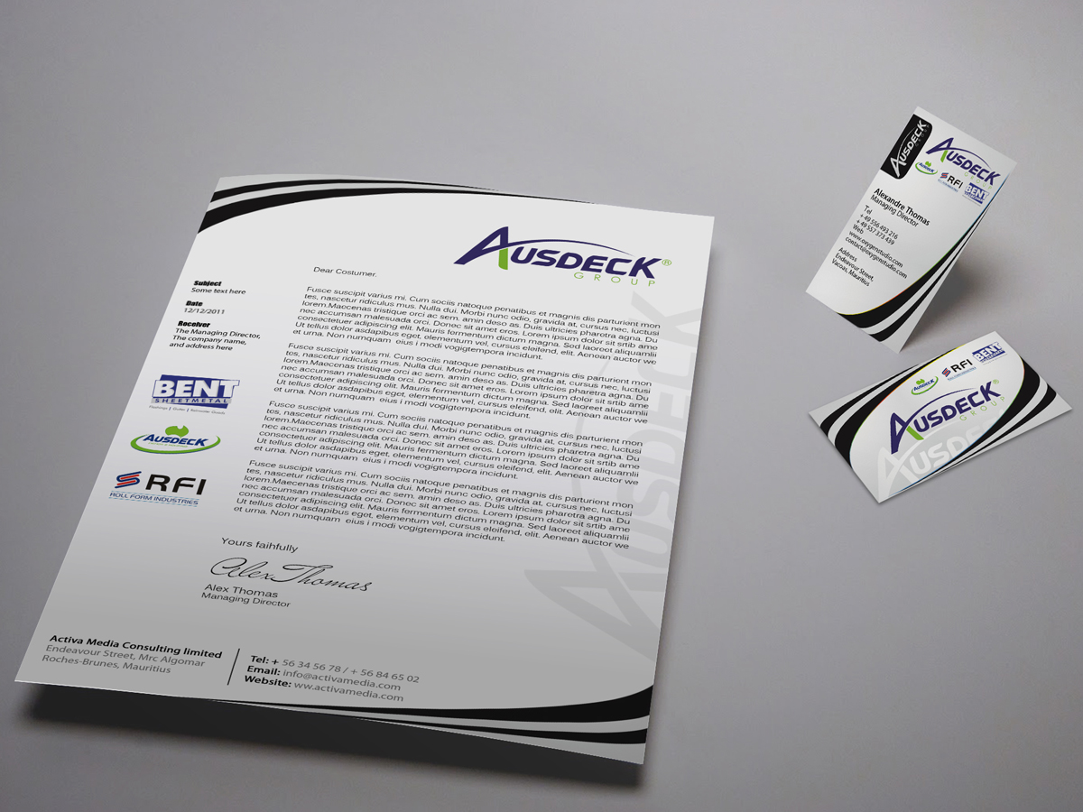 Schreibwaren-Design von Marvel Medias für Ausdeck Group | Design #529910