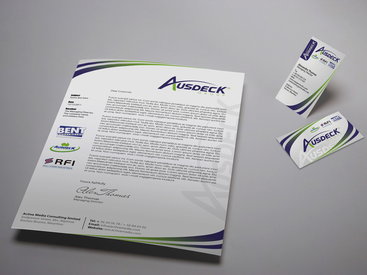 Schreibwaren-Design von Marvel Medias für Ausdeck Group | Design #532698