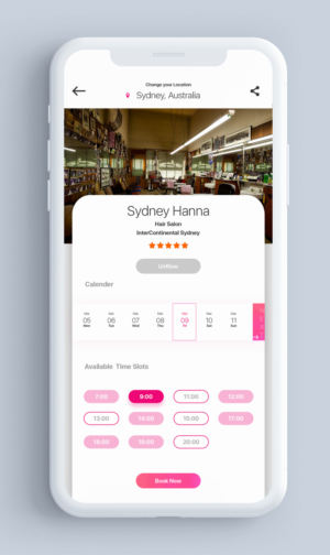 a mobile app for beauty salon professional to publish their service and customers to book service | App Design by AppGeek