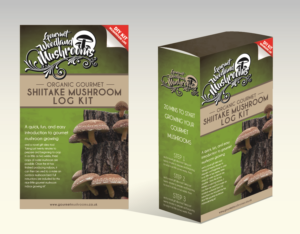 New box design for our unique Do-it-Yourself Mushroom Log Kit and Oyster Mushroom Book Recycler Kit  | Packaging Design by Garth Jones