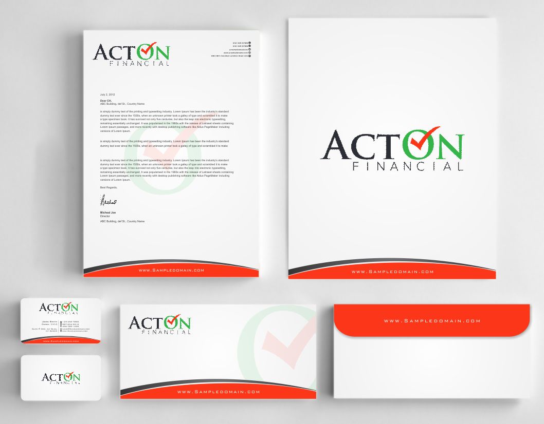 Stationery Design by AwsomeD for ActOn Financial | Design #12031934