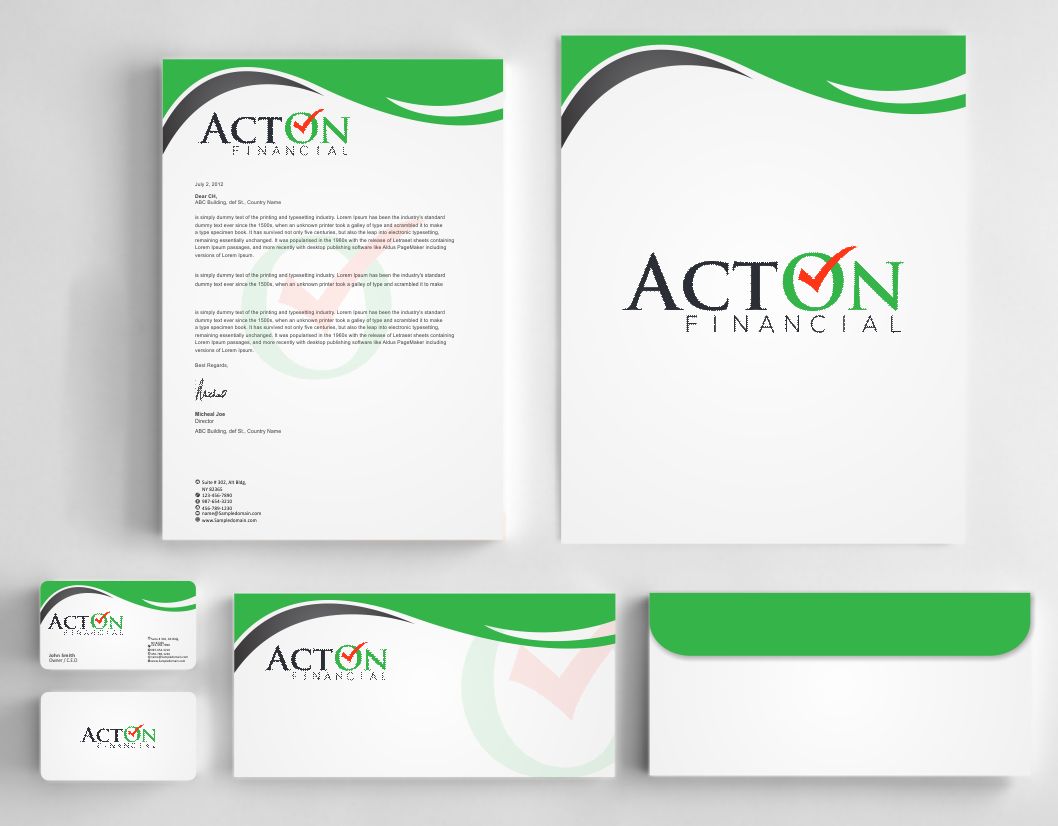 Stationery Design by AwsomeD for ActOn Financial | Design #12031987