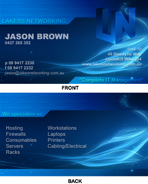 Diseño de Tarjeta de Presentación por  AutoMax para Lakes Networking | Diseño #2395316