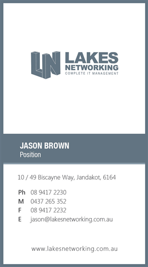 Diseño de Tarjeta de Presentación por Stoica Alin Ilie para Lakes Networking | Diseño: #2390133