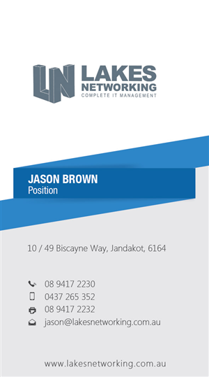 Diseño de Tarjeta de Presentación por Stoica Alin Ilie para Lakes Networking | Diseño: #2390420