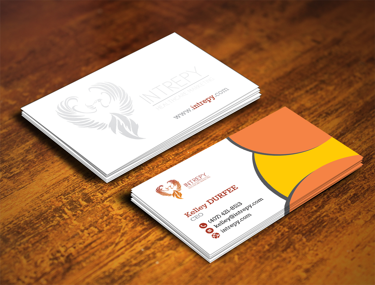 Business Card Design by alhemique1 for Intrepy Healthcare Marketing | Design #12046010