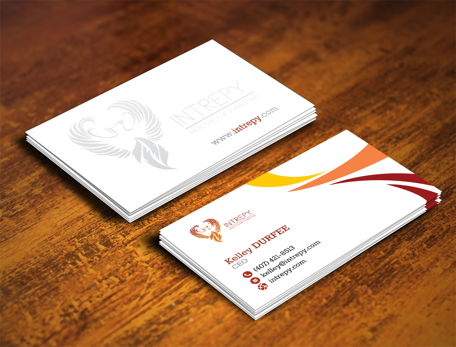 Business Card Design by alhemique1 for Intrepy Healthcare Marketing | Design #12046011