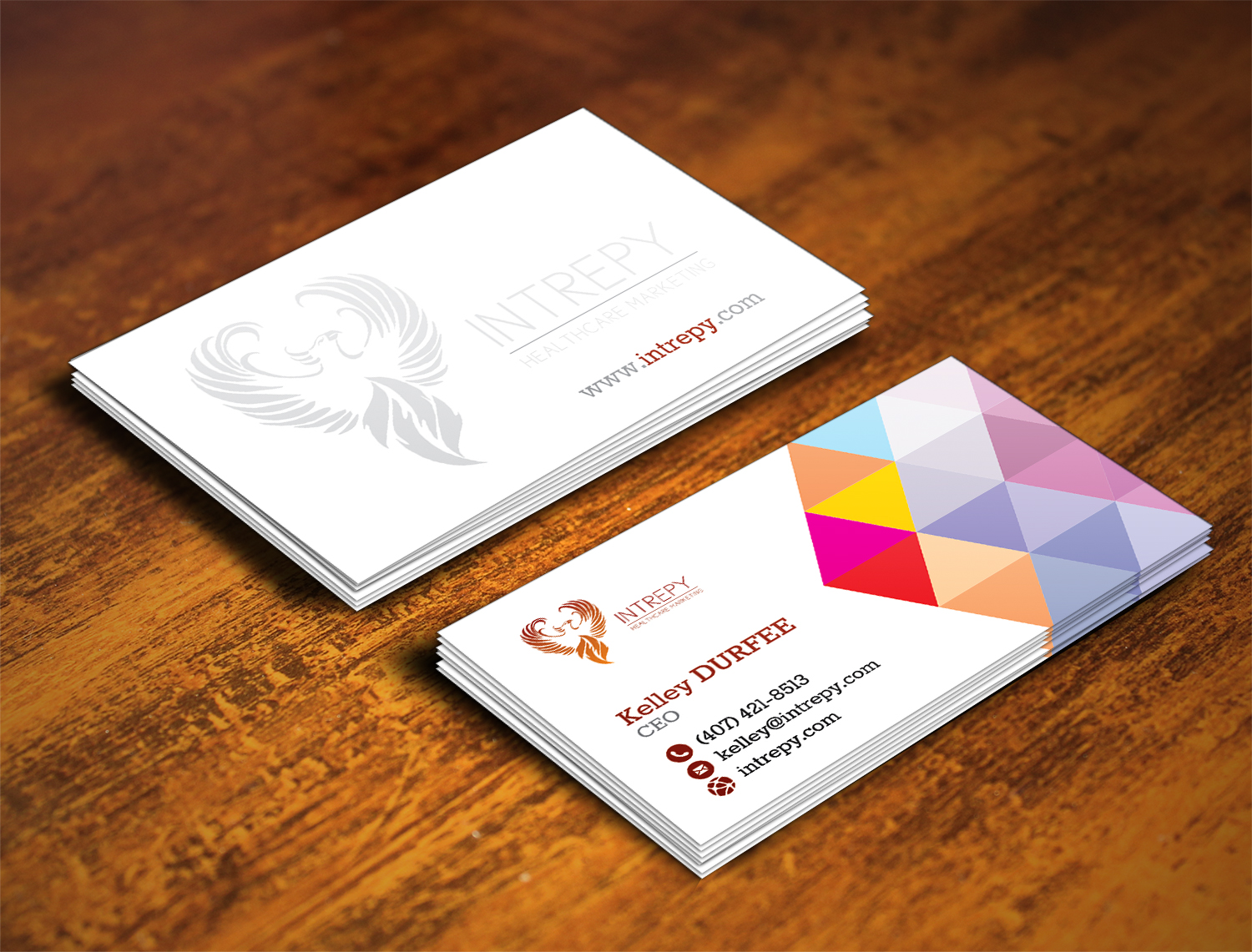 Business Card Design by alhemique1 for Intrepy Healthcare Marketing | Design #12046012