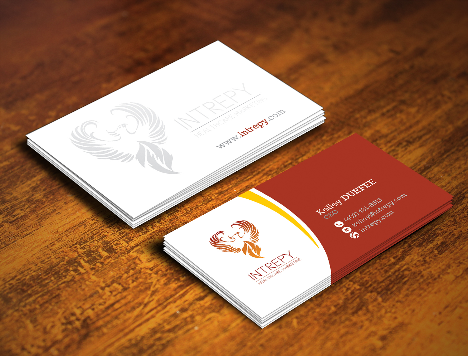 Business Card Design by alhemique1 for Intrepy Healthcare Marketing | Design #12046013