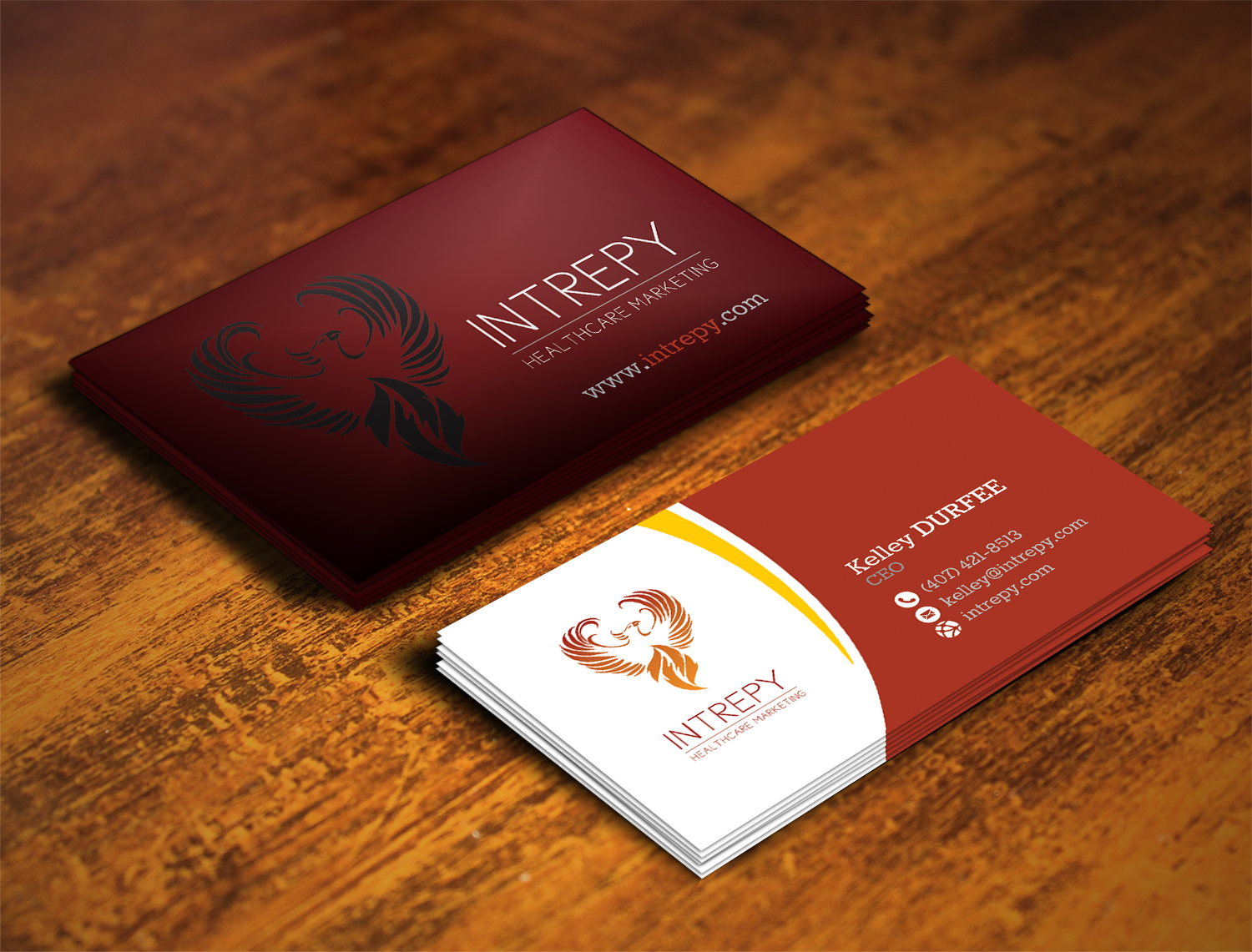 Business Card Design by alhemique1 for Intrepy Healthcare Marketing | Design #12046022