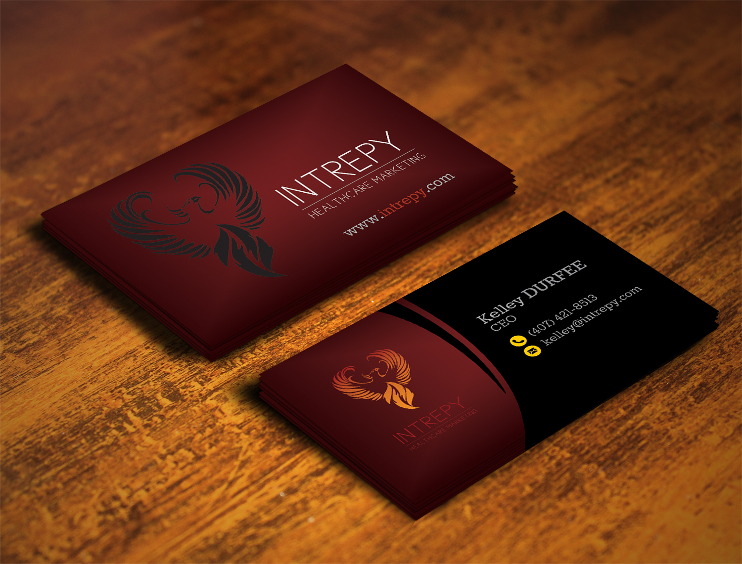 Business Card Design by alhemique1 for Intrepy Healthcare Marketing | Design #12048187