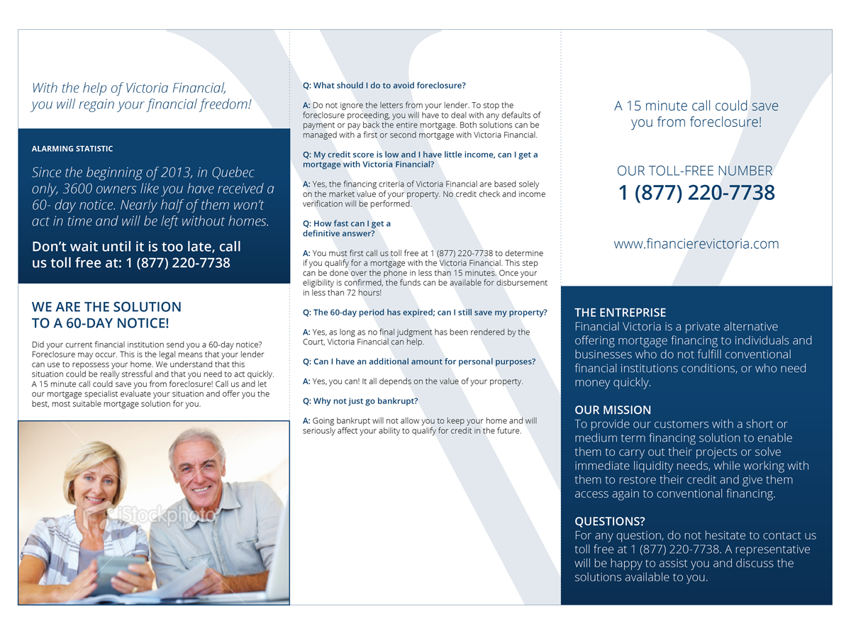 Broschüren-Design von Pedrocca für Financière Victoria Inc. | Design #2409808