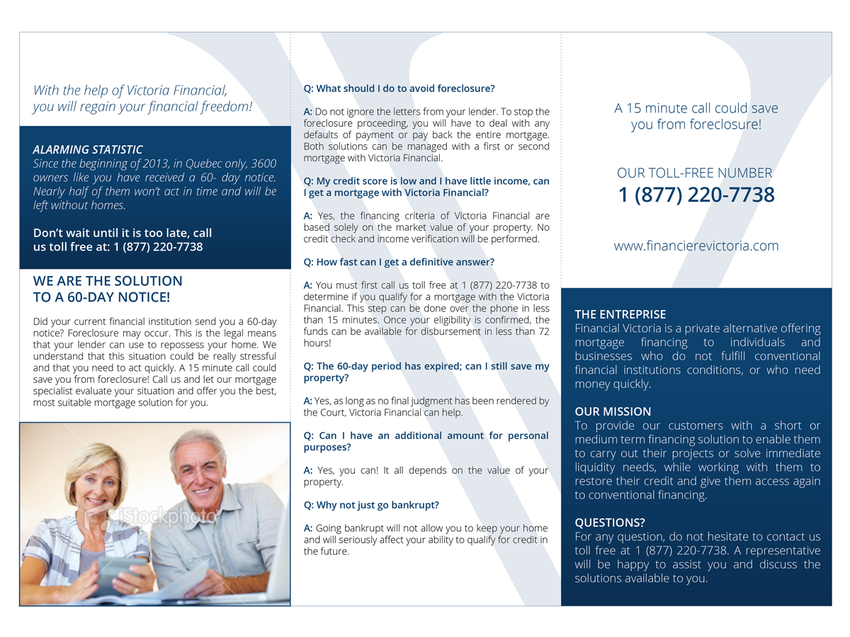 Broschüren-Design von Pedrocca für Financière Victoria Inc. | Design #2410705