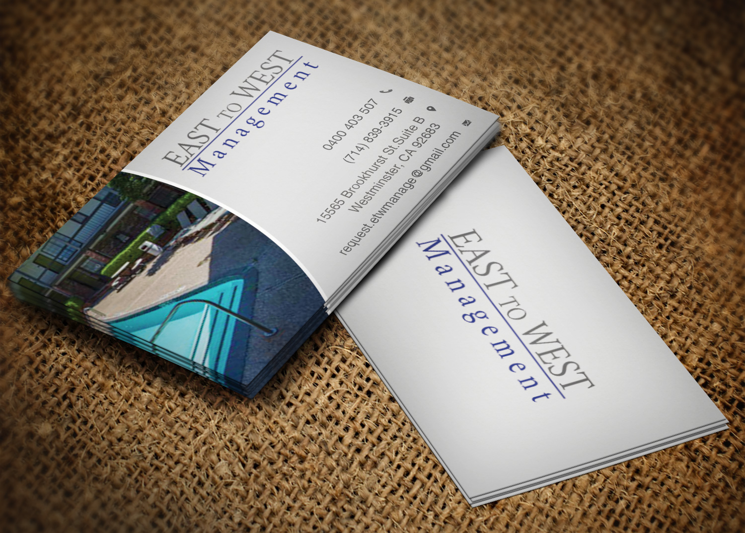 Business Card Design by Pixi Dust for East to West Management, Inc. | Design #12061481