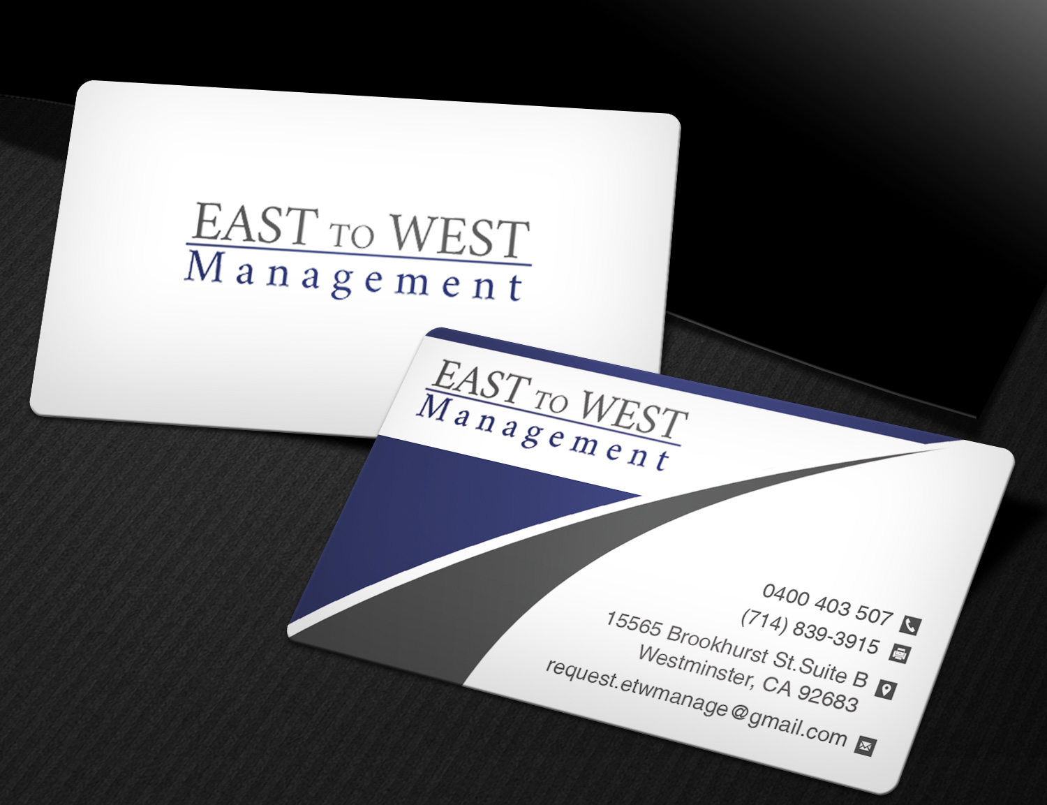 Business Card Design by Pixi Dust for East to West Management, Inc. | Design #12061483