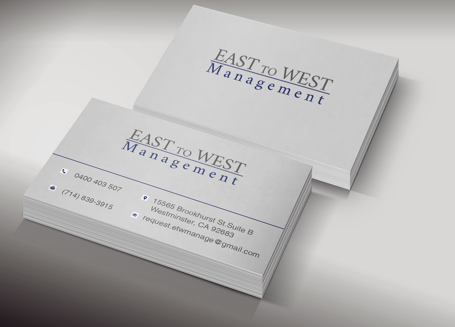 Business Card Design by Pixi Dust for East to West Management, Inc. | Design #12061484