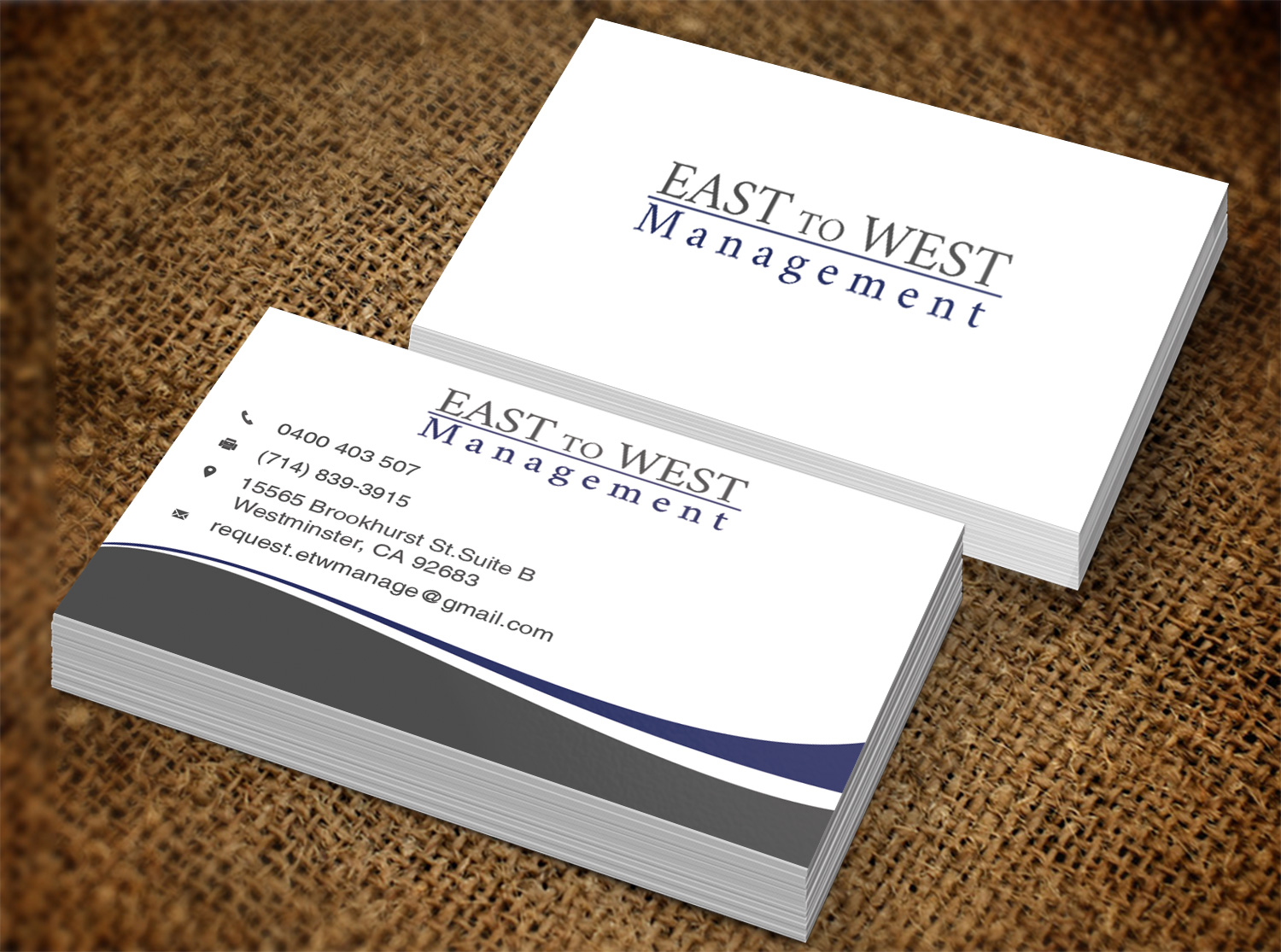 Business Card Design by Pixi Dust for East to West Management, Inc. | Design #12061485