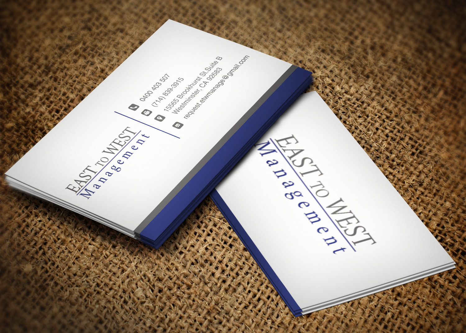 Business Card Design by Pixi Dust for East to West Management, Inc. | Design #12061518
