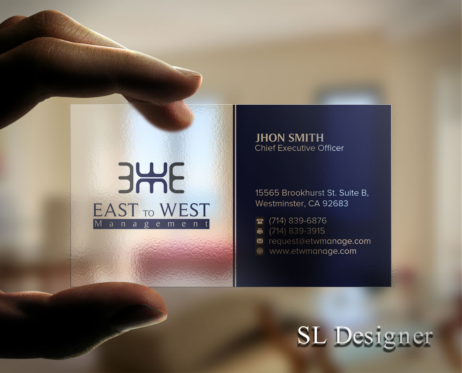 Business Card Design by SL Designer for East to West Management, Inc. | Design #12064356