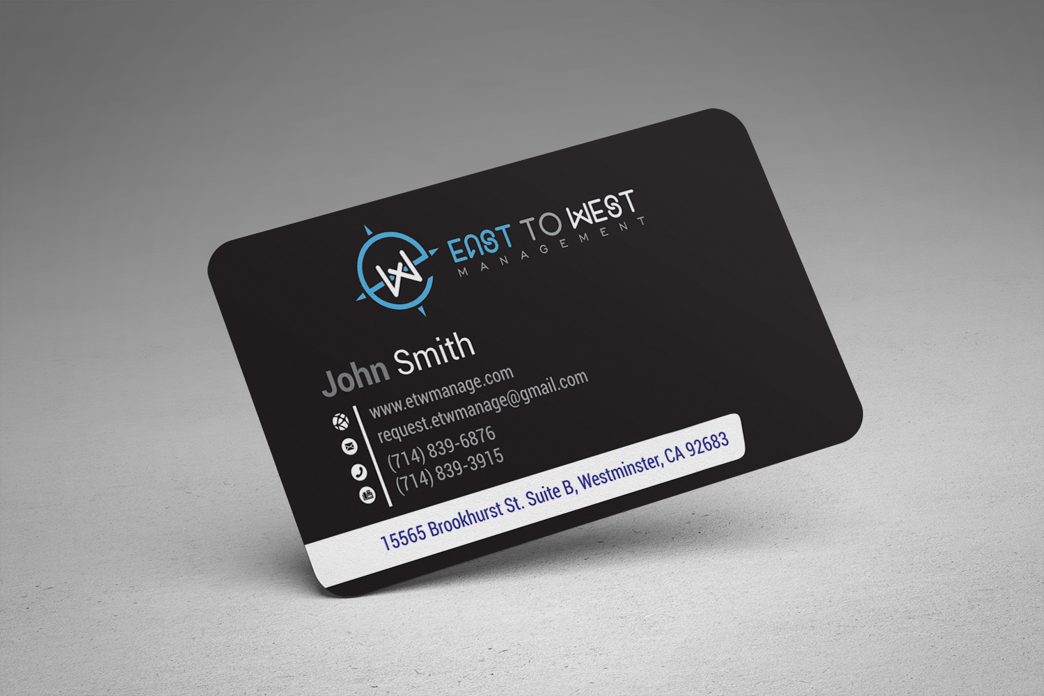 Business Card Design by alhemique1 for East to West Management, Inc. | Design #12072738