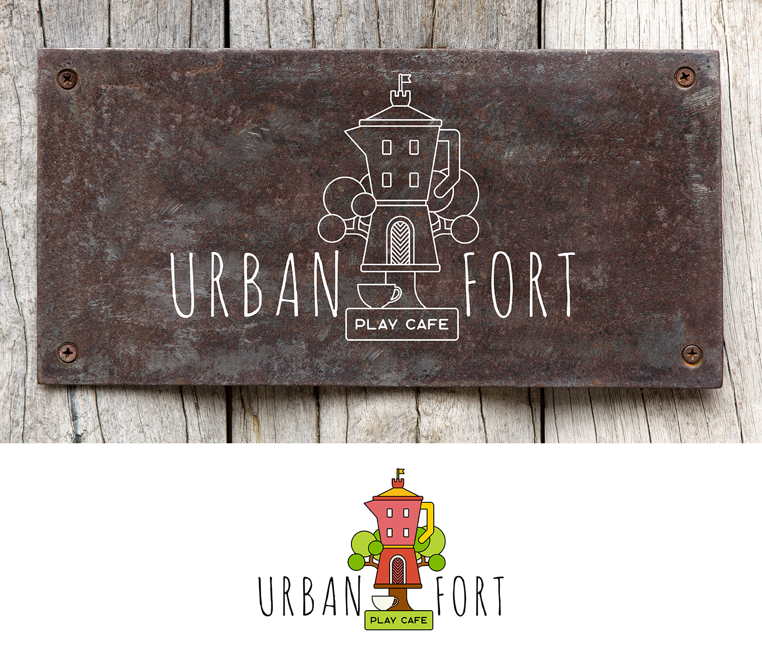 Logo Design by RoundYellow for Urban Fort Play Cafe | Design #12074031