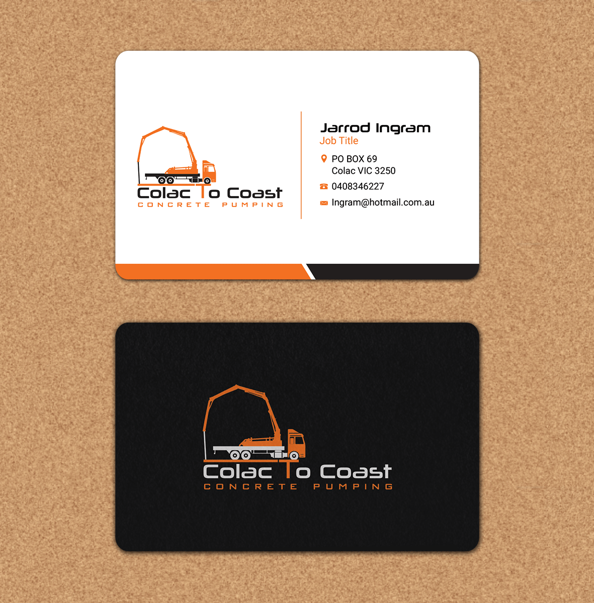 Visitenkarten-Design von Riz' für Colac To Coast Concrete Pumping | Design #12143960