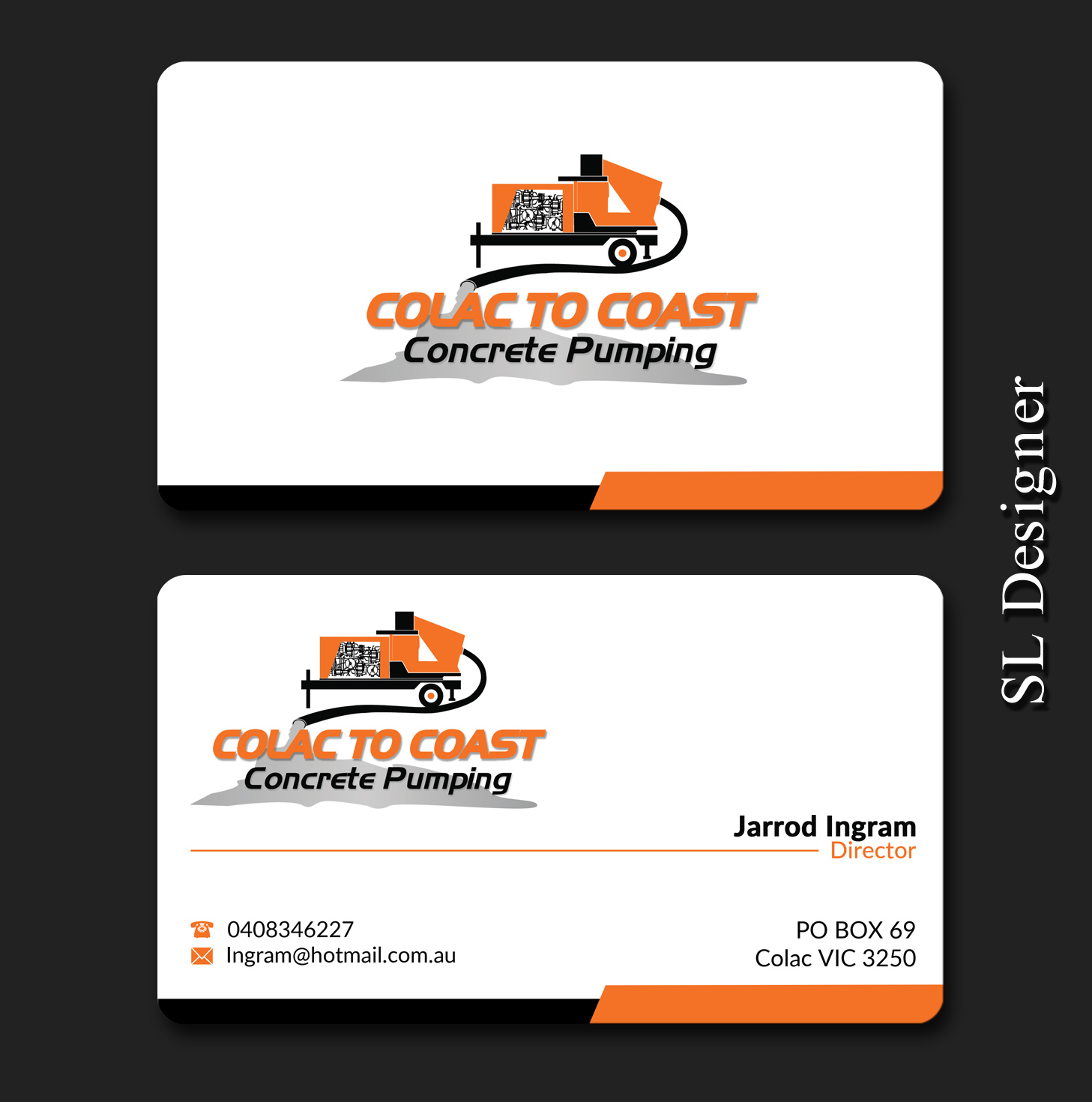 Diseño de Tarjeta de Presentación por SL Designer para Colac To Coast Concrete Pumping | Diseño #12072833