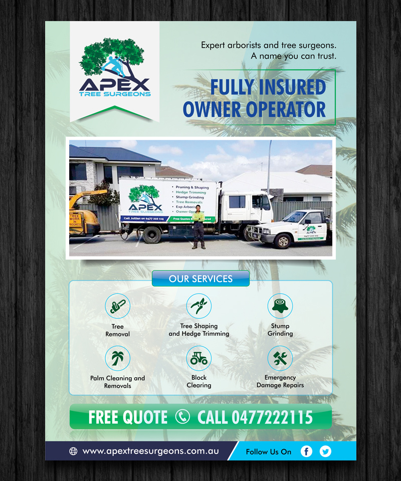 Flyer Design by ecorokerz for apex tree surgeons | Design #12129835