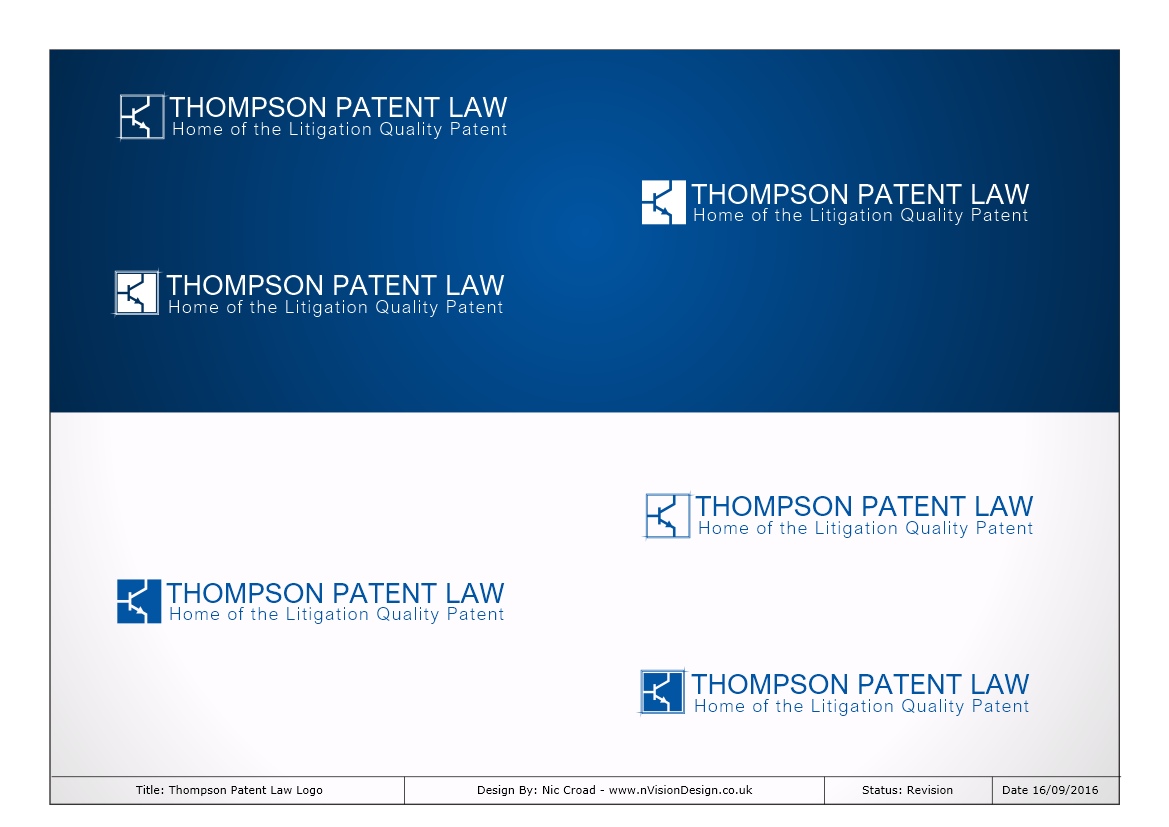 Diseño de Logo por nvisiondesign.co.uk para Thompson Patent Law Offices PC | Diseño #12078822
