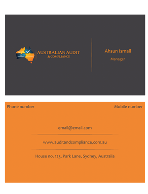 Design de Carte de Visite par Ahsun pour Australian Audit & Compliance | Design : #2391357